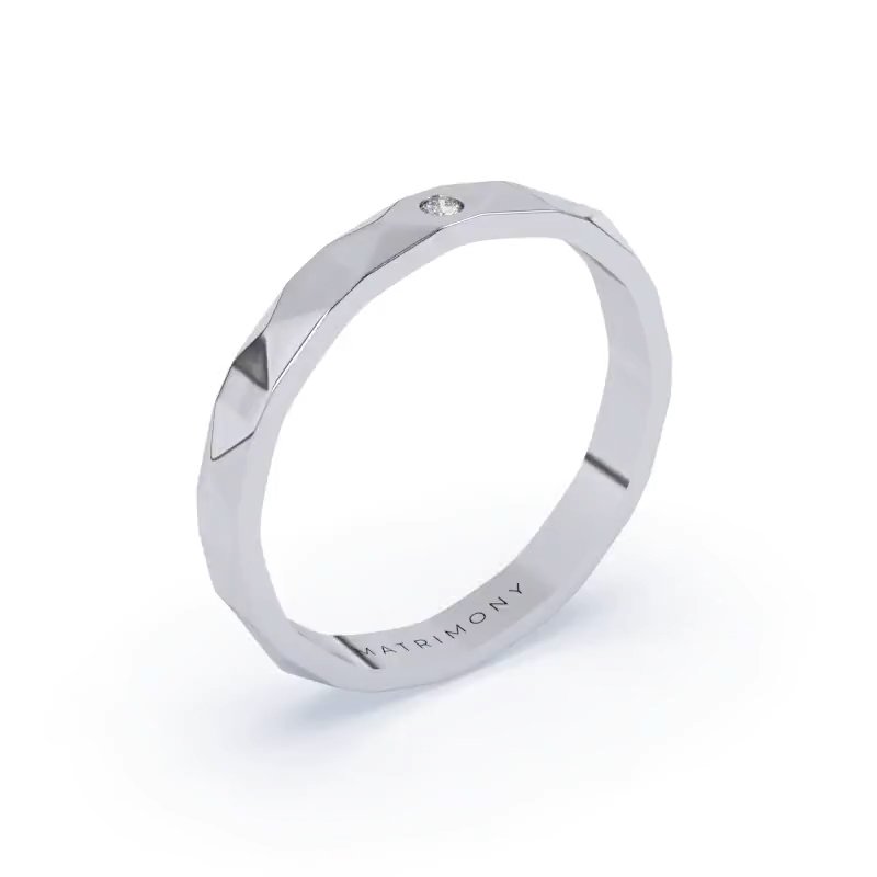 Argolla de Matrimonio (Anillo de boda) de Oro con Zirconia MAT0159 (Precio por pieza)