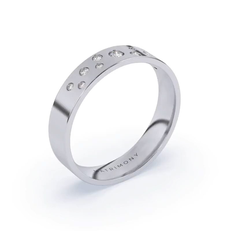 Argolla de Matrimonio (Anillo de boda) de Oro con Zirconias MAT0197 (Precio por pieza)