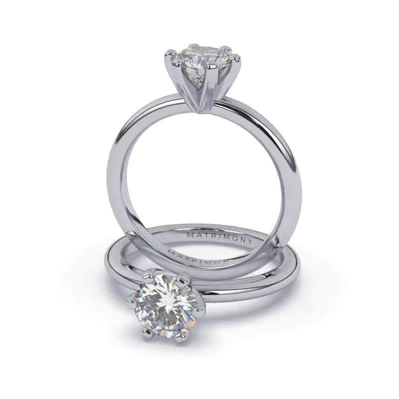 Matrimony Anillo de Compromiso Solitario con Diamante Redondo Matrimony Rings